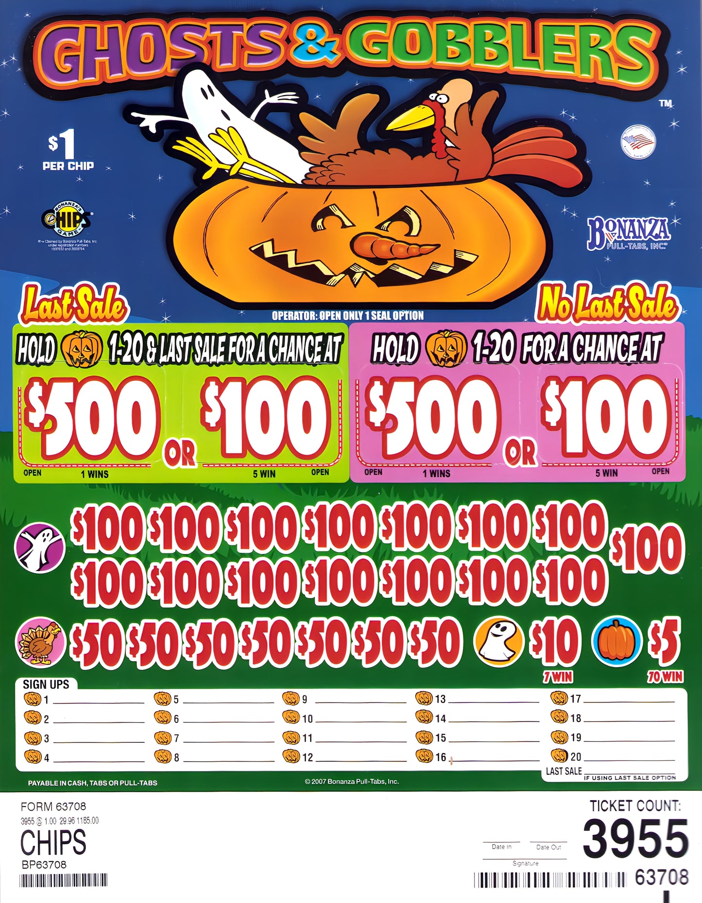 GHOST & GOBBLERS 3,955 ct Chip