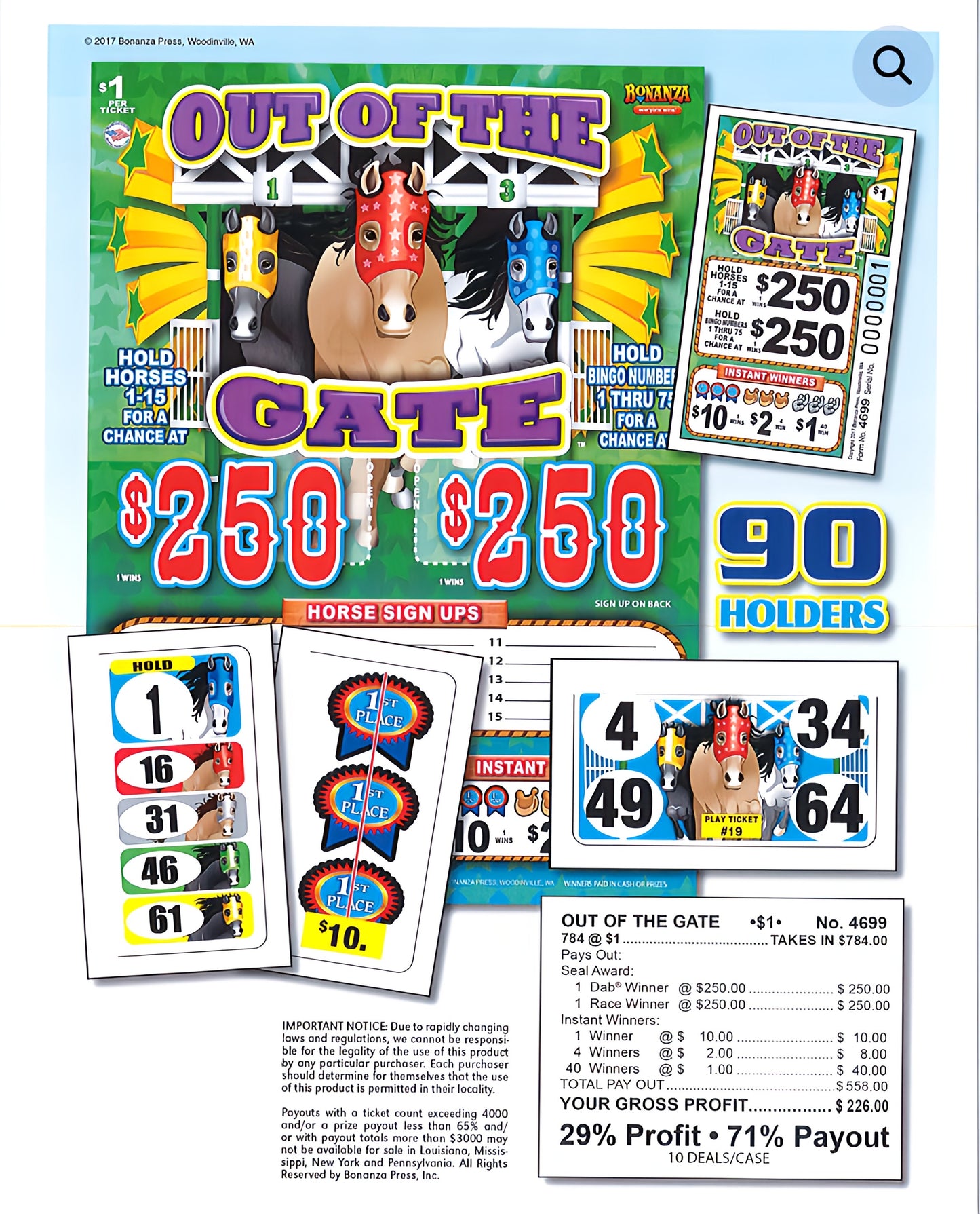 COW JOCKEY 840 ct Pull Tab Ticket