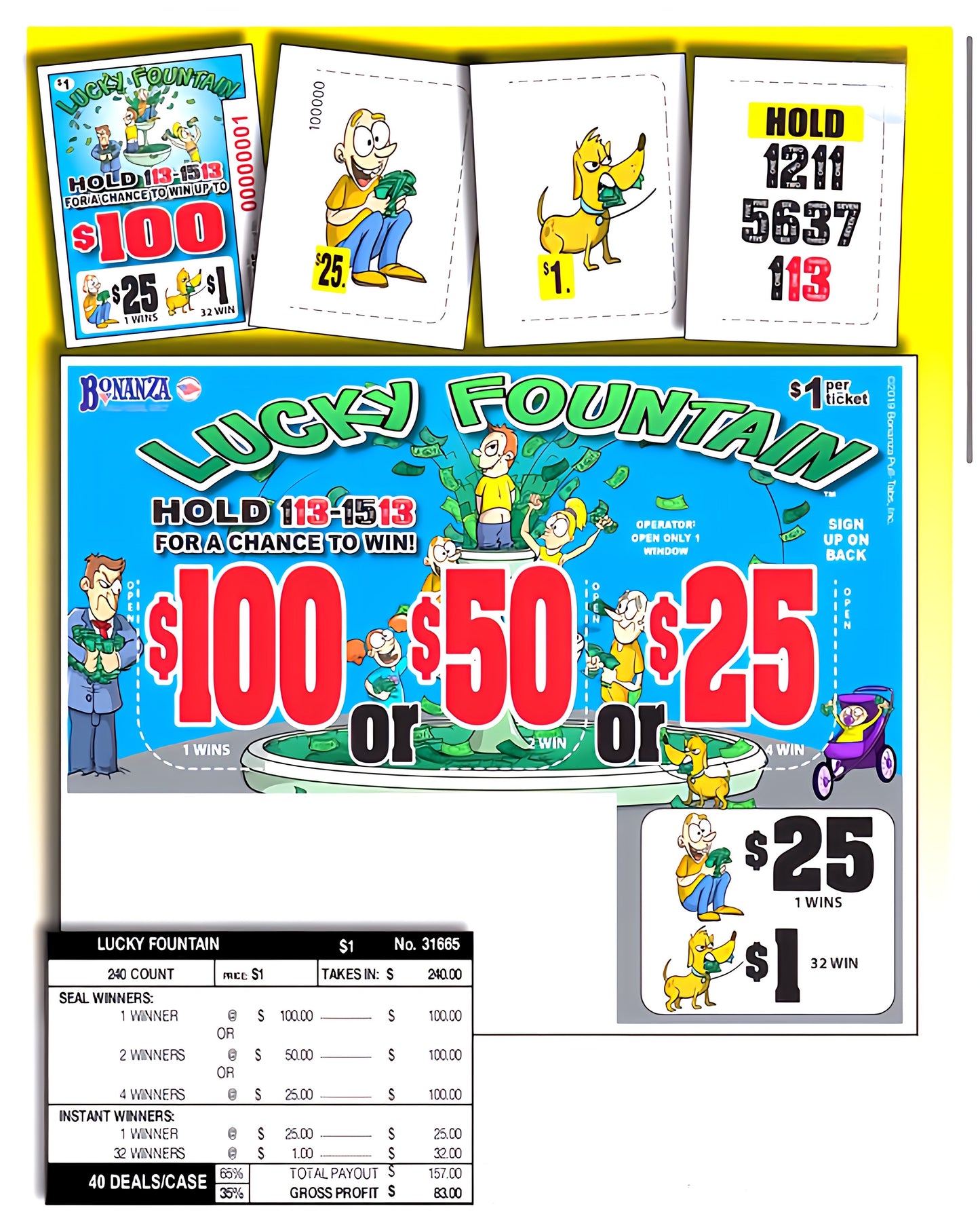 LUCKY FOUNTAIN 240 ct Pull Tab Ticket