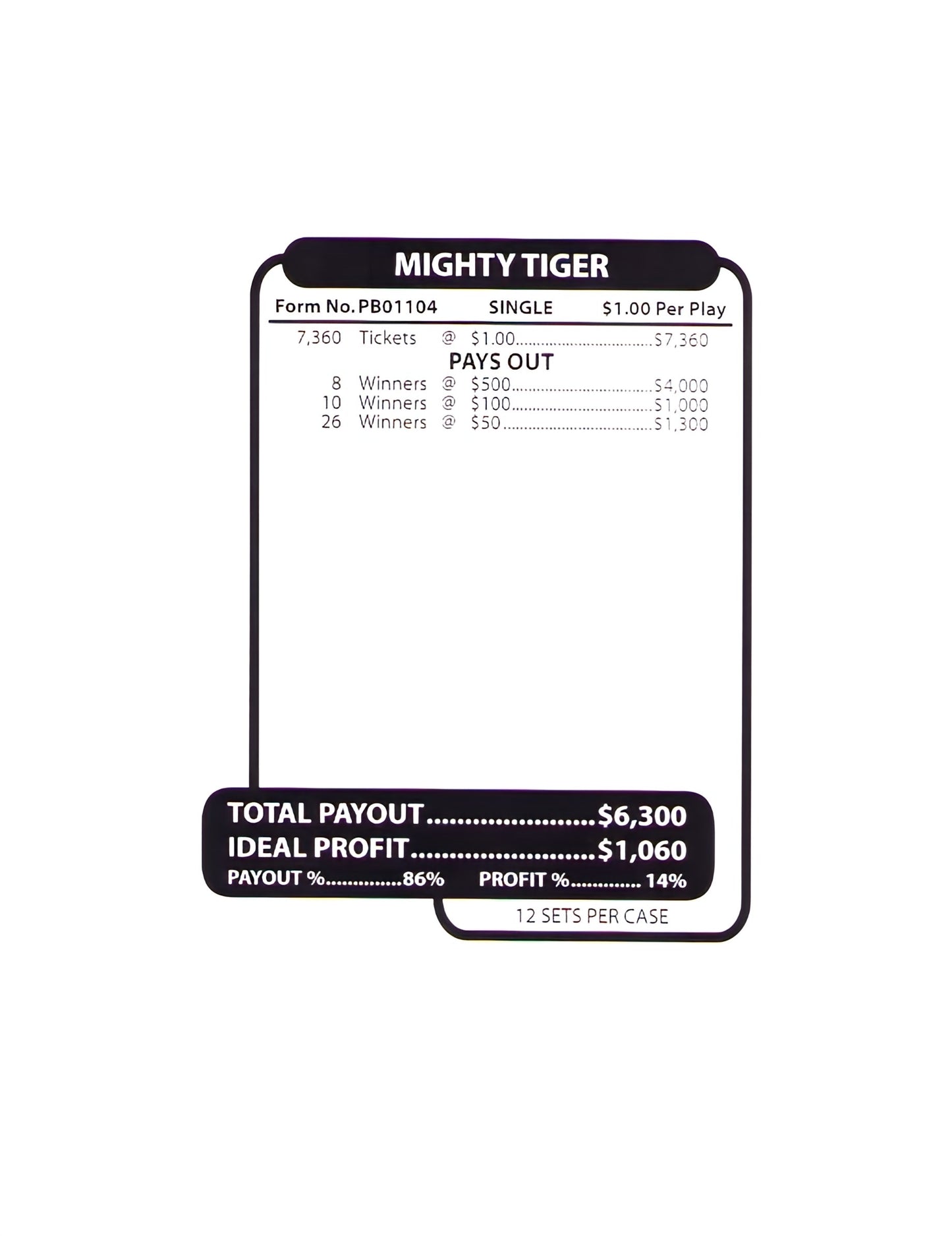 MIGHTY TIGER 7,360 ct Jar Ticket