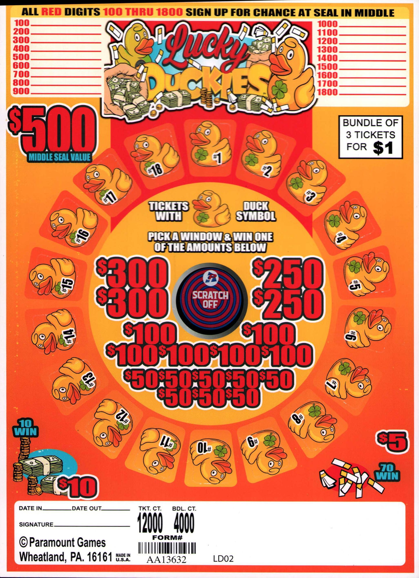 LUCKY DUCKIES 12,000 ct Jar Ticket