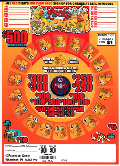 LUCKY DUCKIES 12,000 ct Jar Ticket