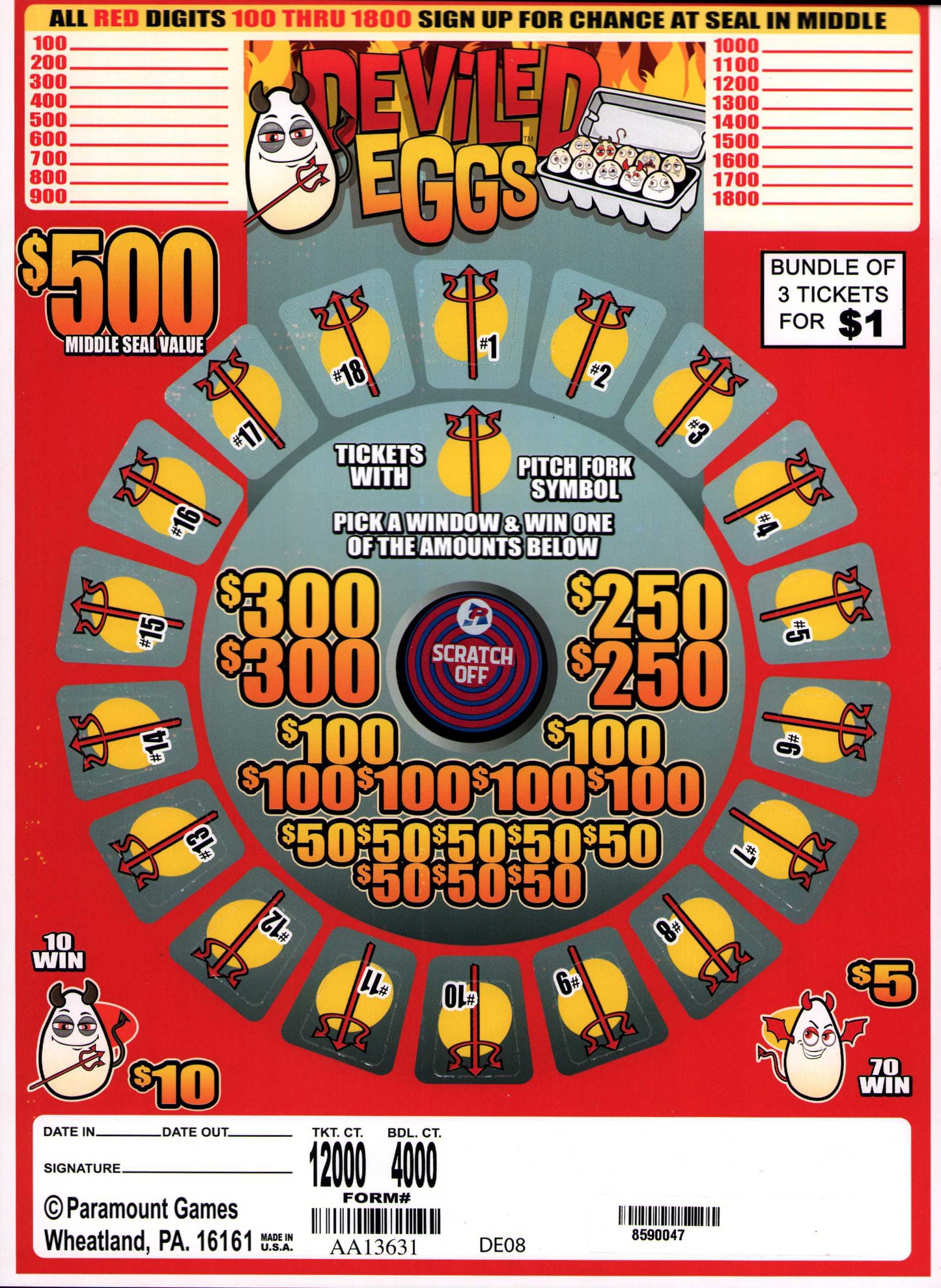 DEVILED EGGS 12,000 ct Jar Ticket