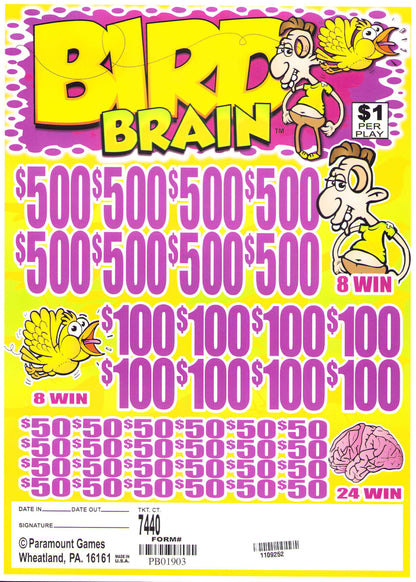 BIRD BRAIN 7,440 ct Jar Ticket