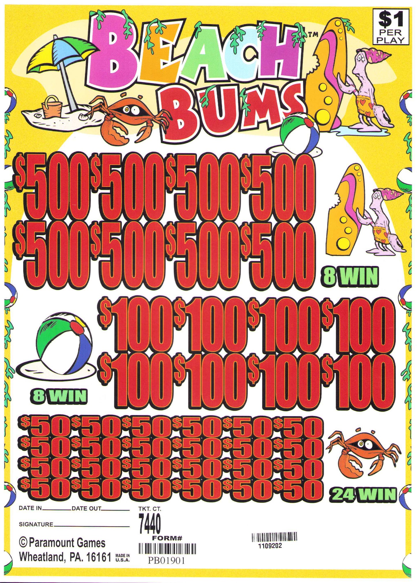 BEACH BUMS 7,440 ct Jar Ticket