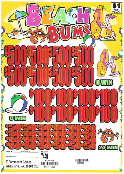 BEACH BUMS 7,440 ct Jar Ticket
