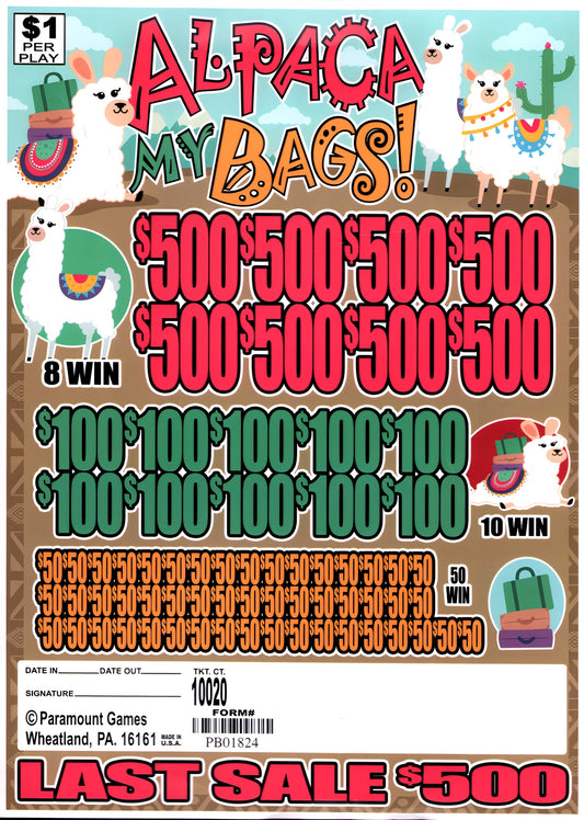 ALPACA MY BAGS 10,020 ct Jar Ticket