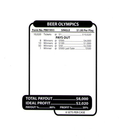 BEER OLYMPICS 10,020 ct Jar Ticket