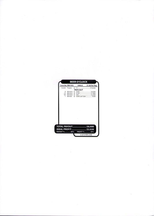 BEER OCLOCK 10,020 ct Jar Ticket