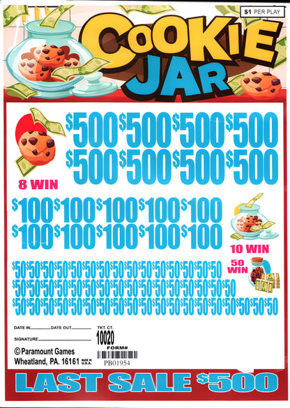 COOKIE JAR 10,020 ct Jar Ticket