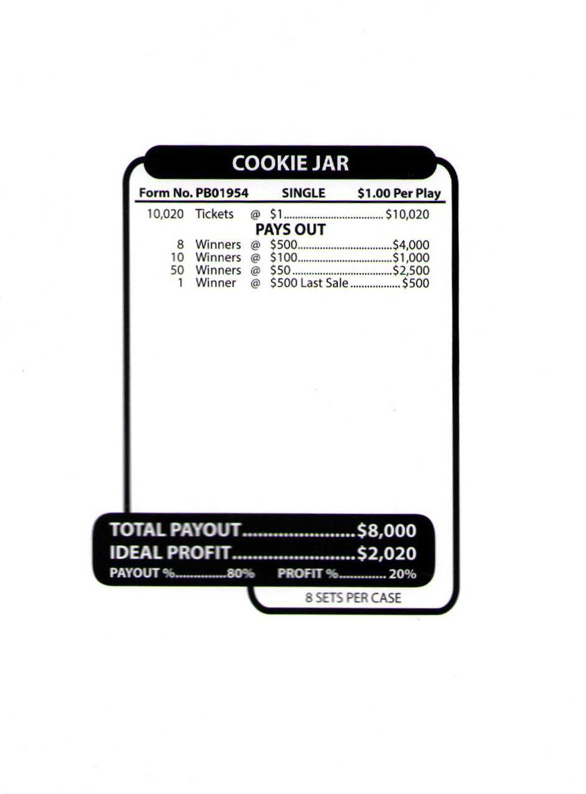 COOKIE JAR 10,020 ct Jar Ticket