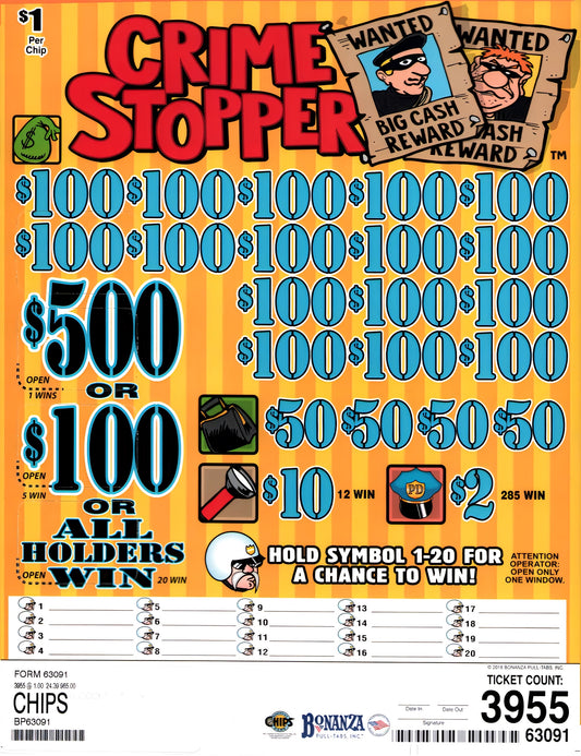 CRIME STOPPERS 3,164 ct Chip