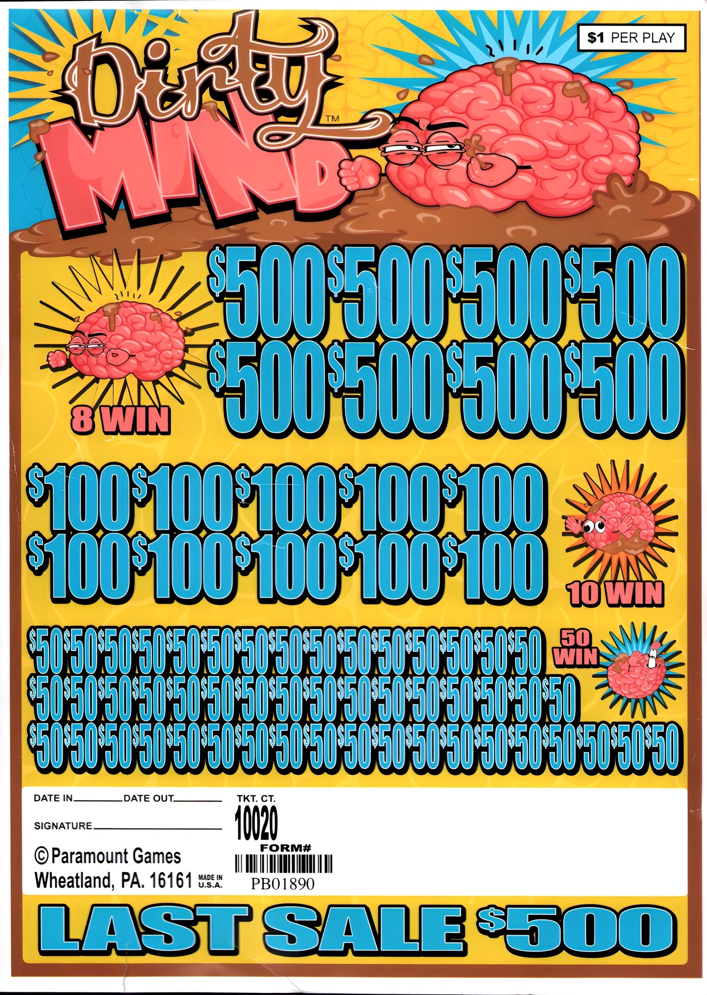 DIRTY MINDS 10,020 ct Jar Ticket