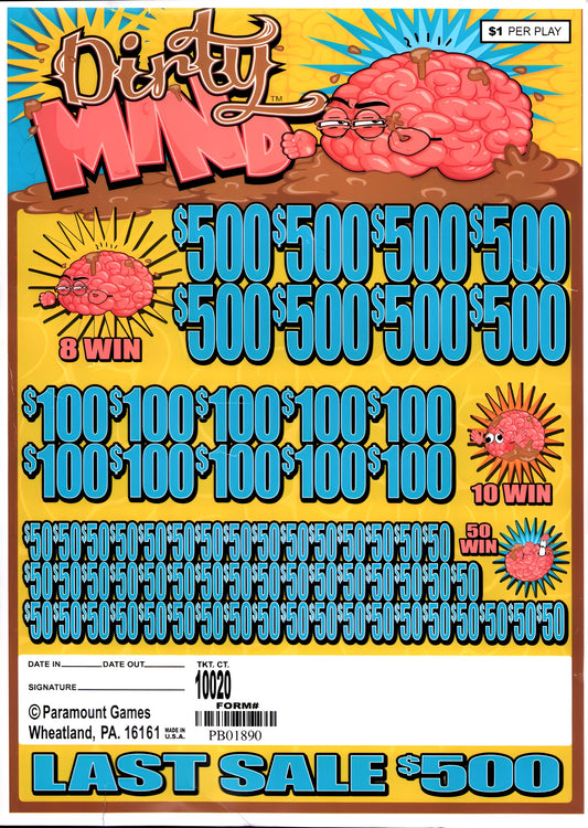 DIRTY MINDS 10,020 ct Jar Ticket