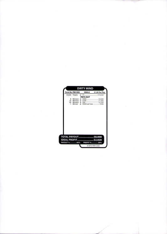 DIRTY MINDS 10,020 ct Jar Ticket