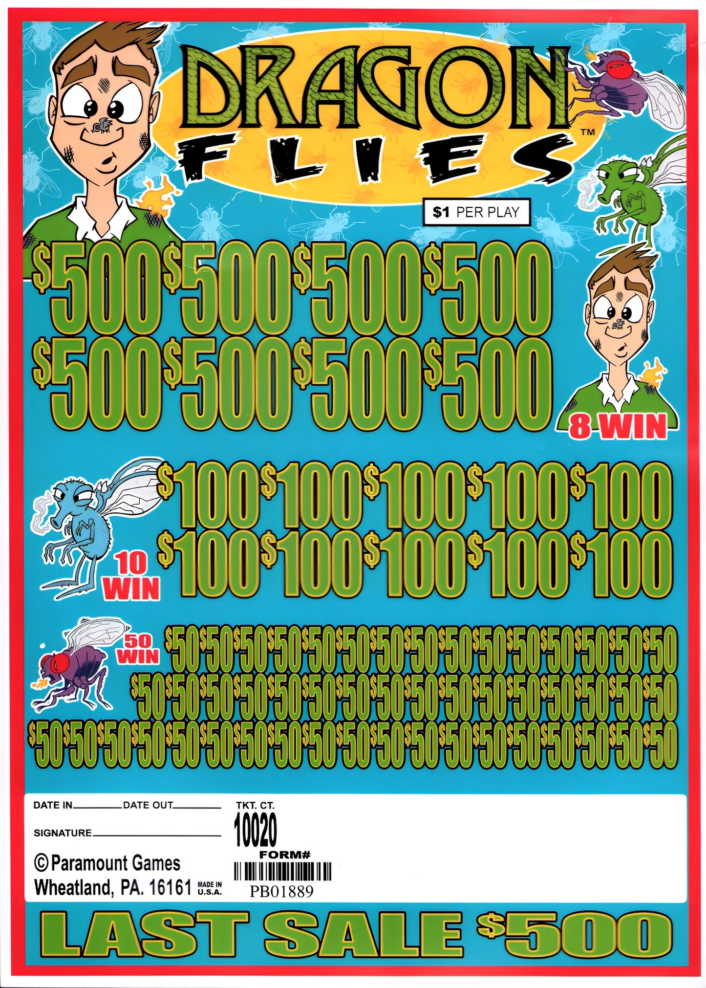 DRAGON FLIES 10,020 ct Jar Ticket