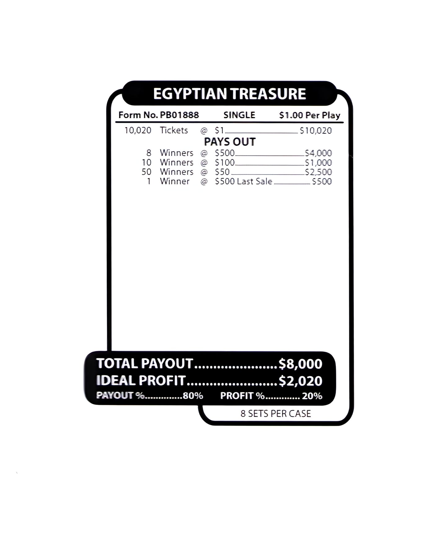 EGYPTIAN TREASURE 10,020 ct Jar Ticket