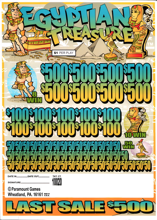 EGYPTIAN TREASURE 10,020 ct Jar Ticket