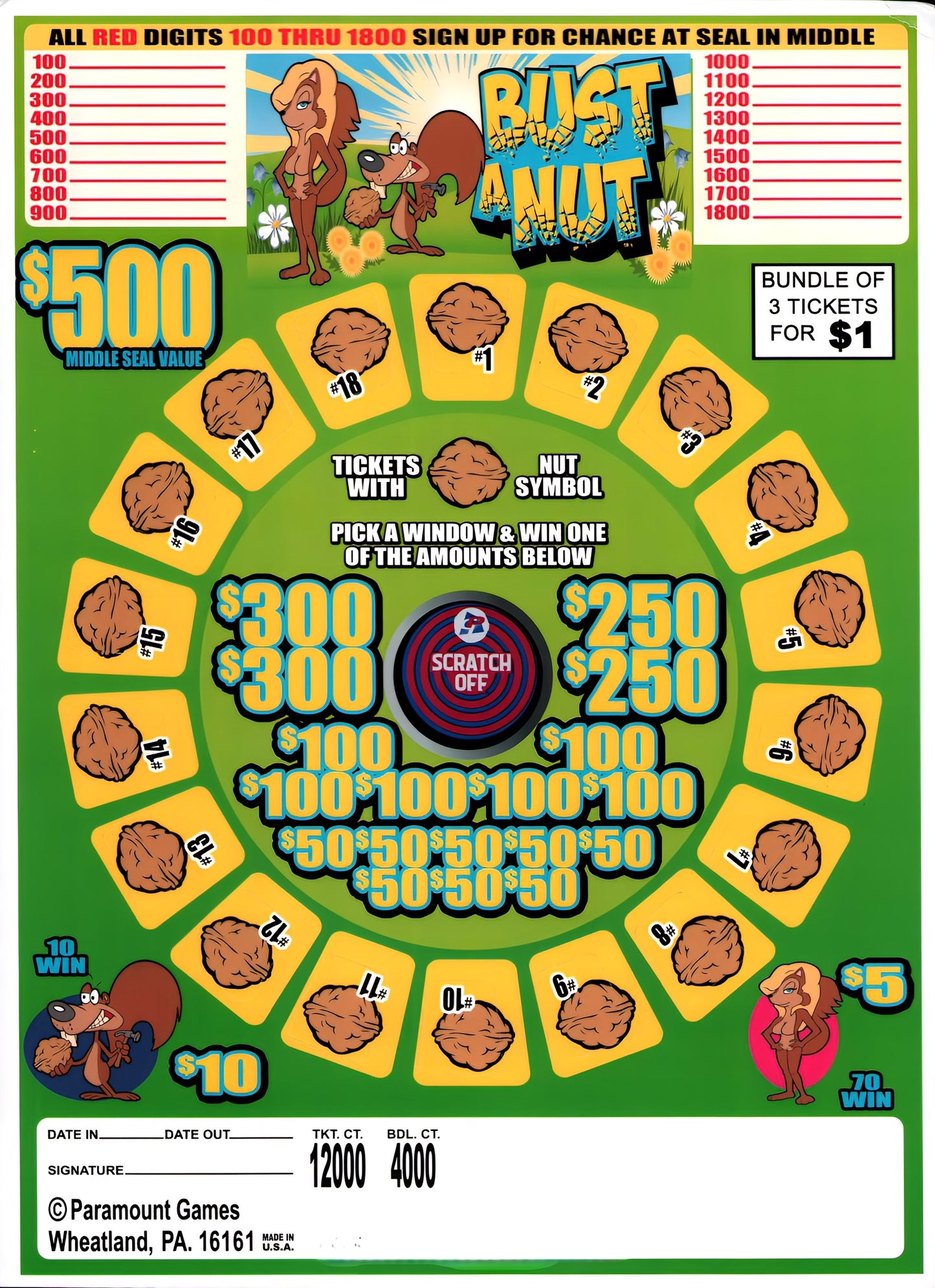 BUST A NUT 12,000 ct Jar Ticket