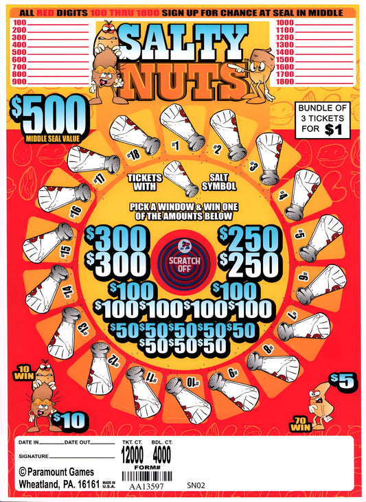 SALTY NUTS 12,000 ct Jar Ticket