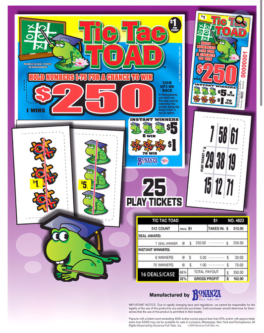 TIC TAC TOAD 512 ct Pull Tab Ticket