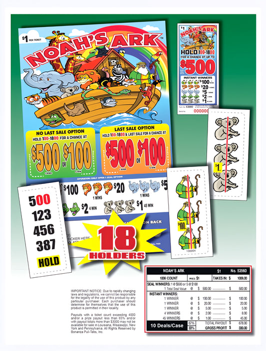 NOAH'S ARK 1,008 ct Pull Tab Ticket
