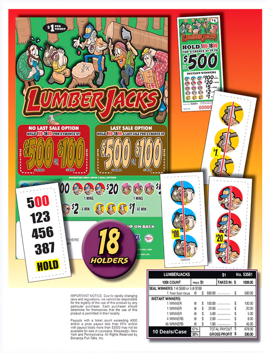 LUMBERJACKS 1,008 ct Pull Tab Ticket