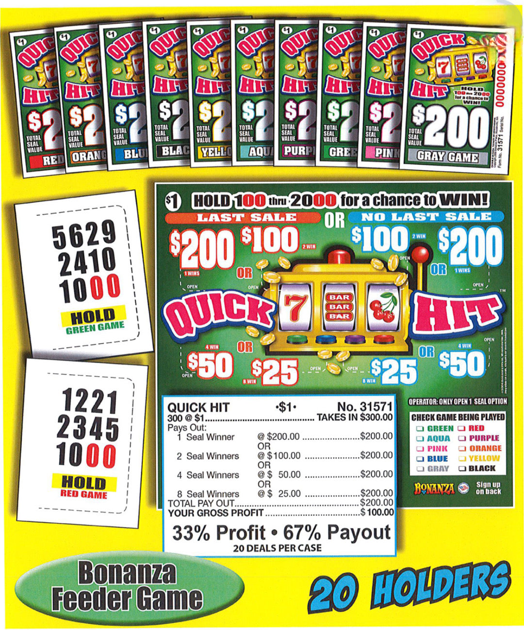 QUICK HIT 300 ct Pull Tab Ticket