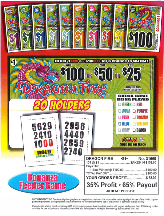 DRAGON FIRE 152 ct Pull Tab Ticket