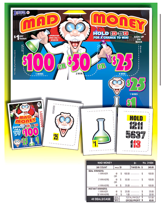 MAD MONEY 240 ct Pull Tab Ticket
