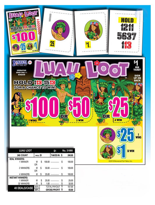 LUAU LOOT 240 ct Pull Tab Ticket
