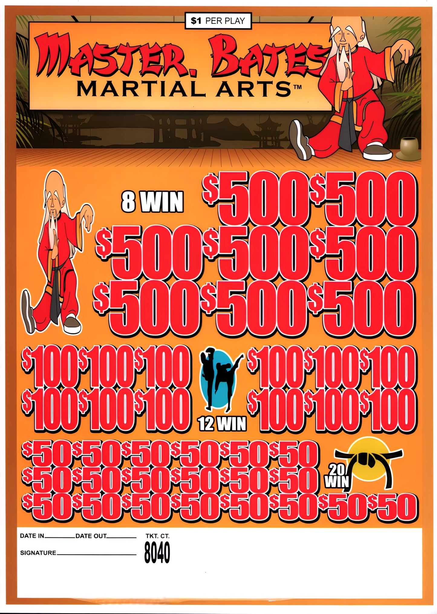 MASTER BATES MARTIAL ARTS 8,040 ct Jar Ticket