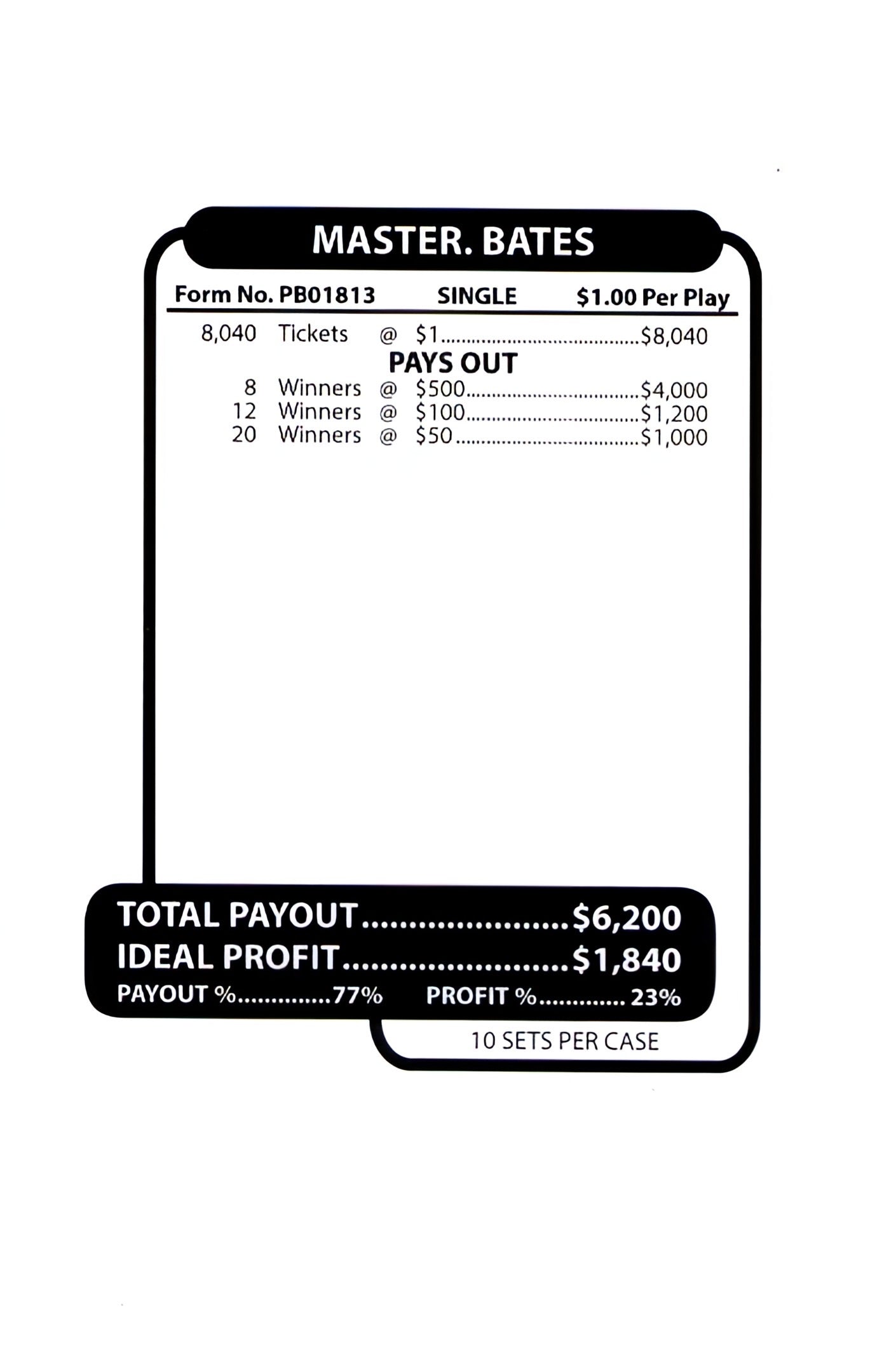MASTER BATES MARTIAL ARTS 8,040 ct Jar Ticket