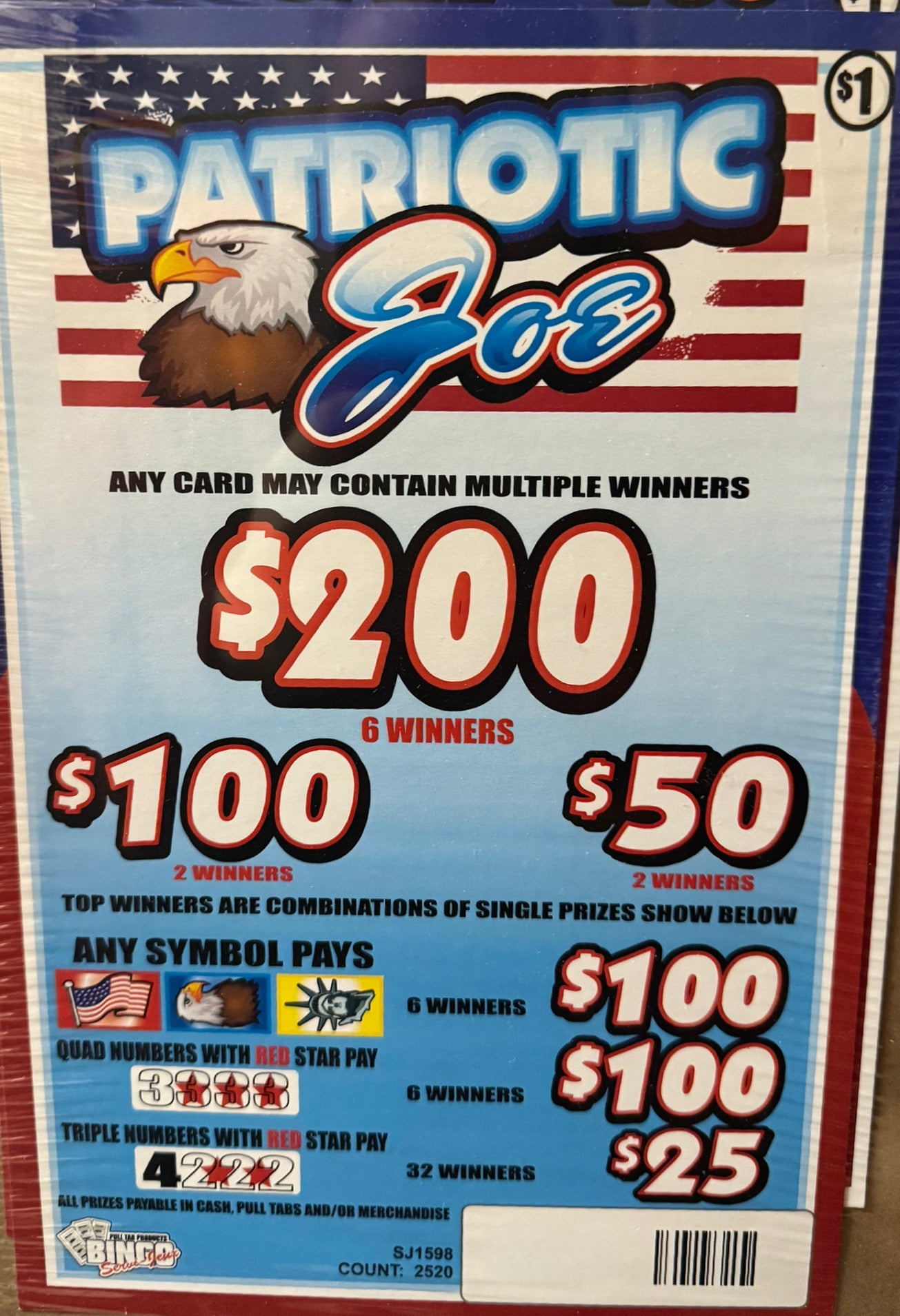 PATRIOTIC JOE 2,520 ct Pull Tab Ticket