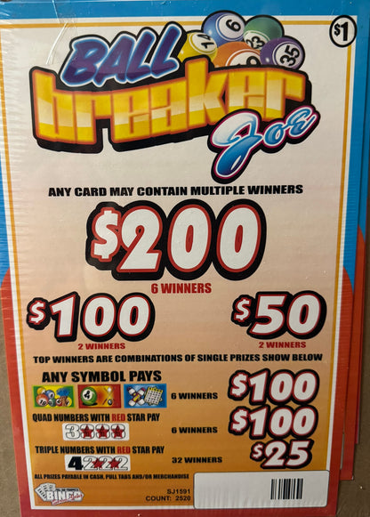 BALL BREAKER JOE 2,520 ct Pull Tab Ticket