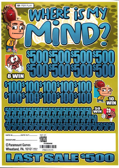 WHERE IS MY MIND 10,020 ct Jar Ticket