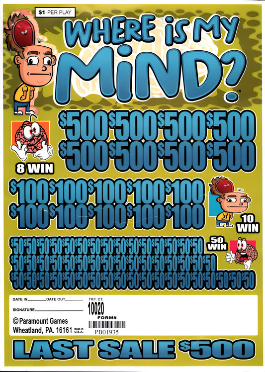 WHERE IS MY MIND 10,020 ct Jar Ticket