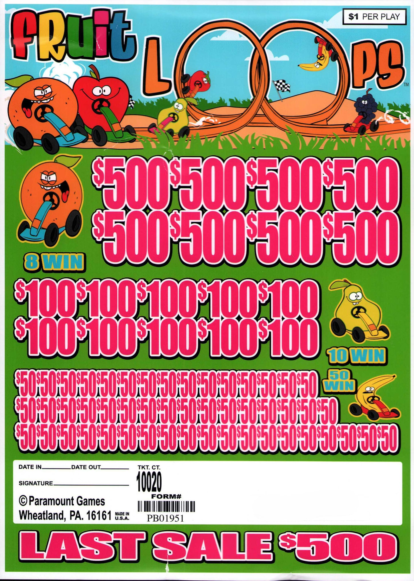 FRUIT LOOPS 10,020 ct Jar Ticket