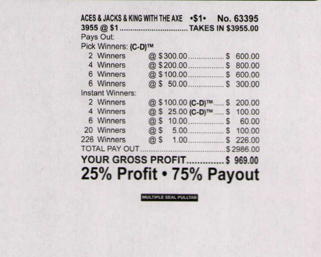 ACES & JACKS & KINGS WITH THE AXE 3,955 ct- Chip