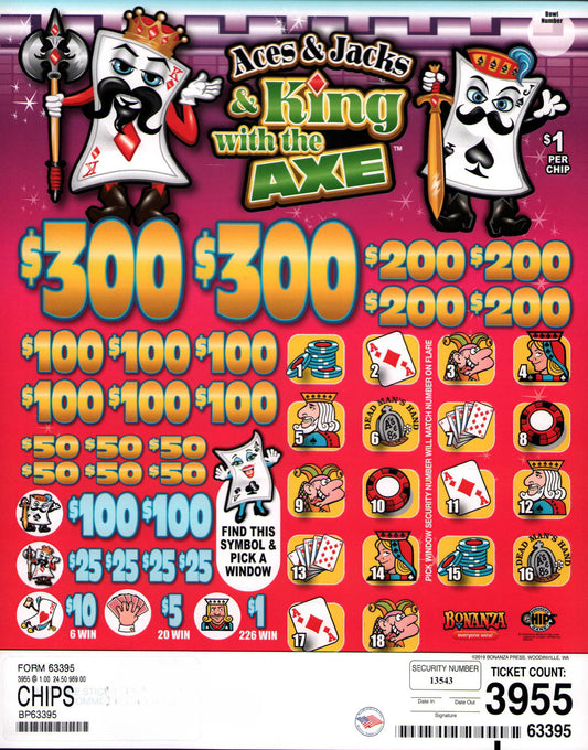 ACES & JACKS & KINGS WITH THE AXE 3,955 ct- Chip