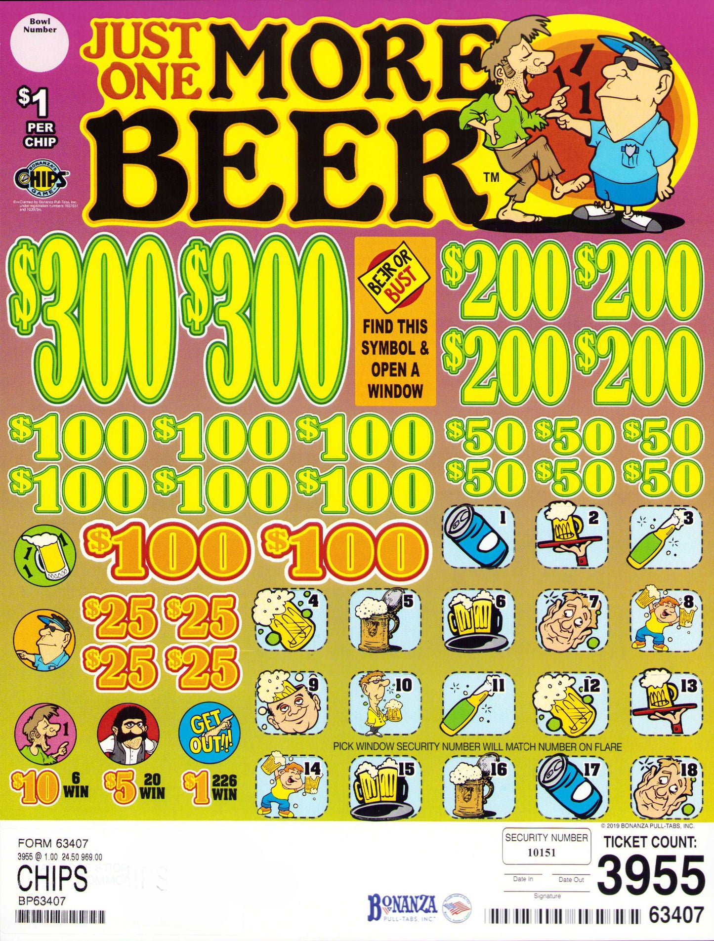 JUST ONE MORE BEER 3,955 ct Chip