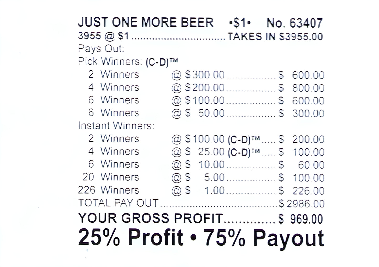 JUST ONE MORE BEER 3,955 ct Chip