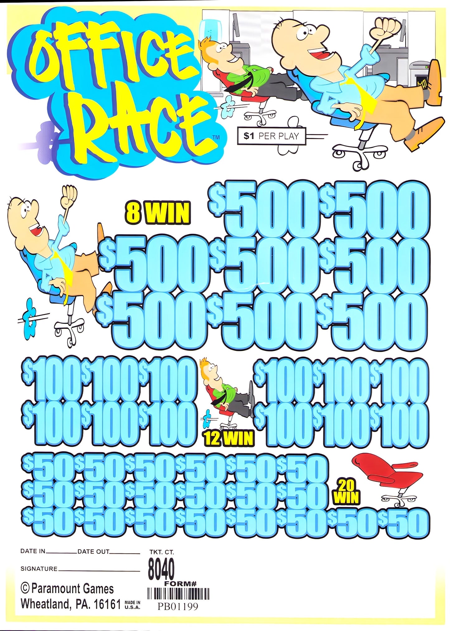 OFFICE RACE 8,040 ct Jar Ticket