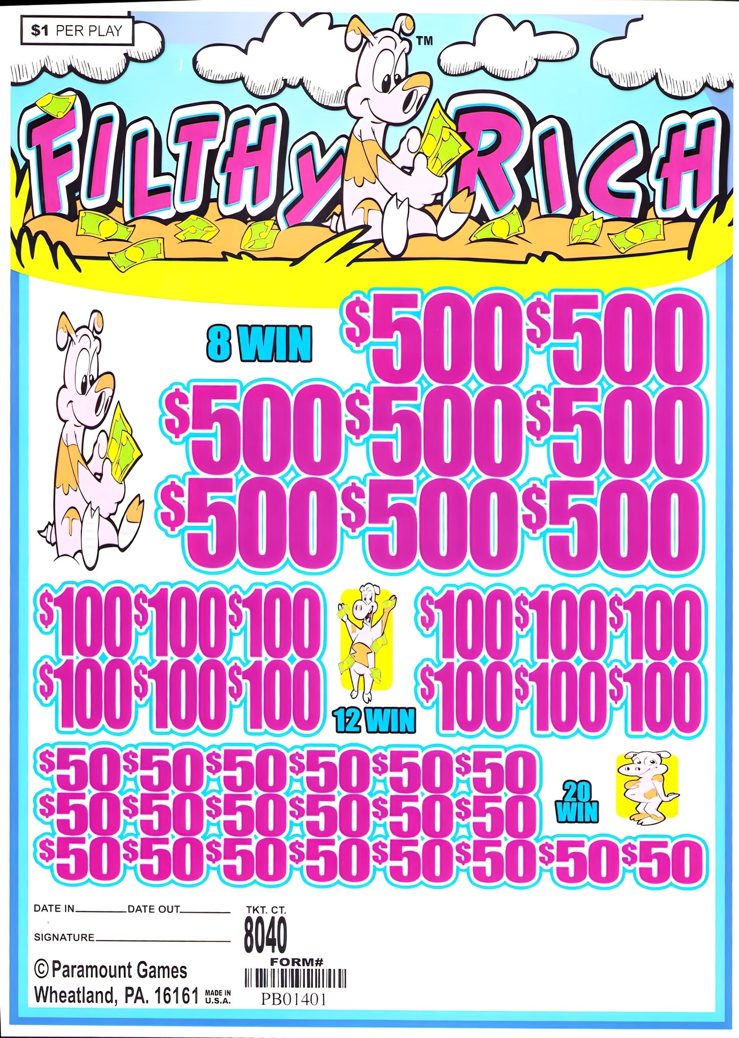 FILTHY RICH 8,040 ct Jar Ticket