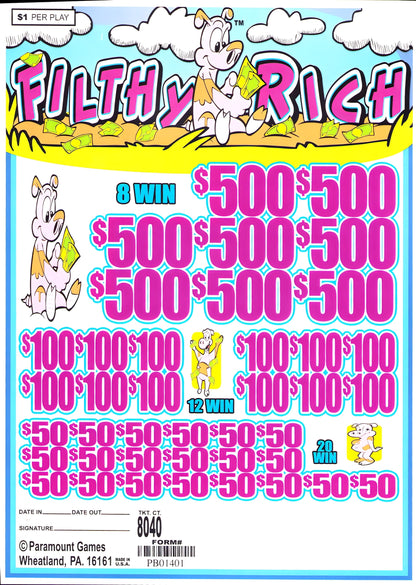 FILTHY RICH 8,040 ct Jar Ticket