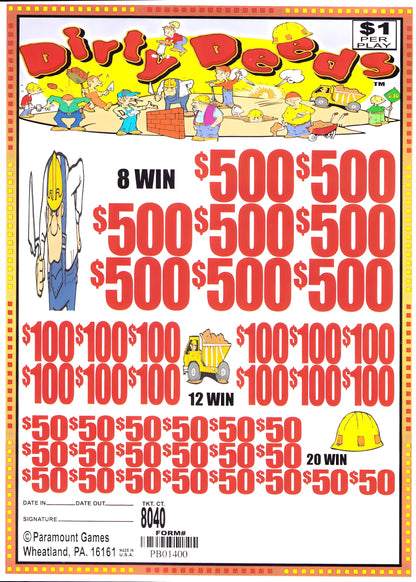 DIRTY DEEDS 8,040 ct Jar Ticket