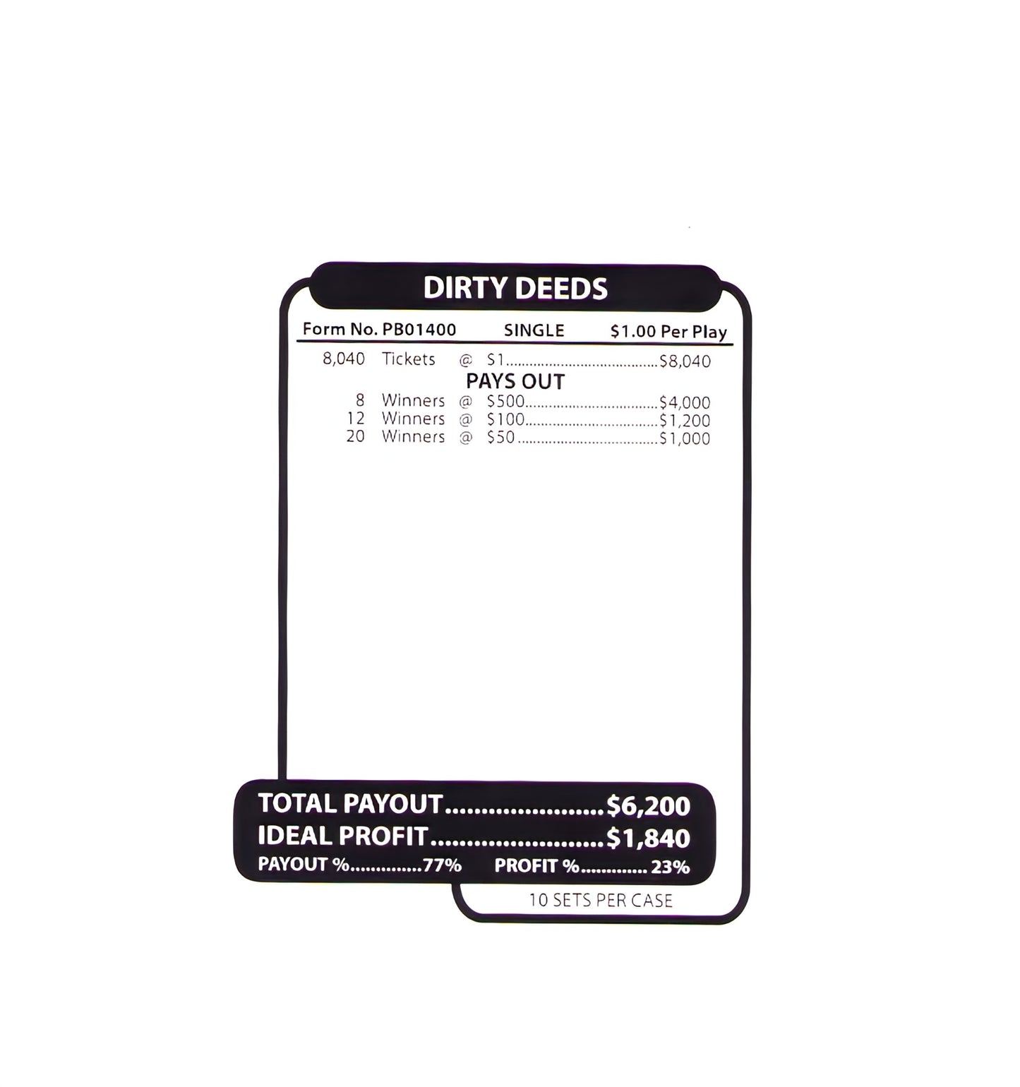 DIRTY DEEDS 8,040 ct Jar Ticket