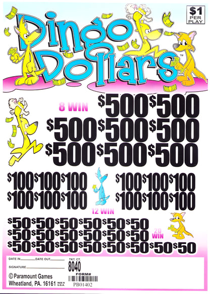 DINGO DOLLARS 8,040 ct Jar Ticket