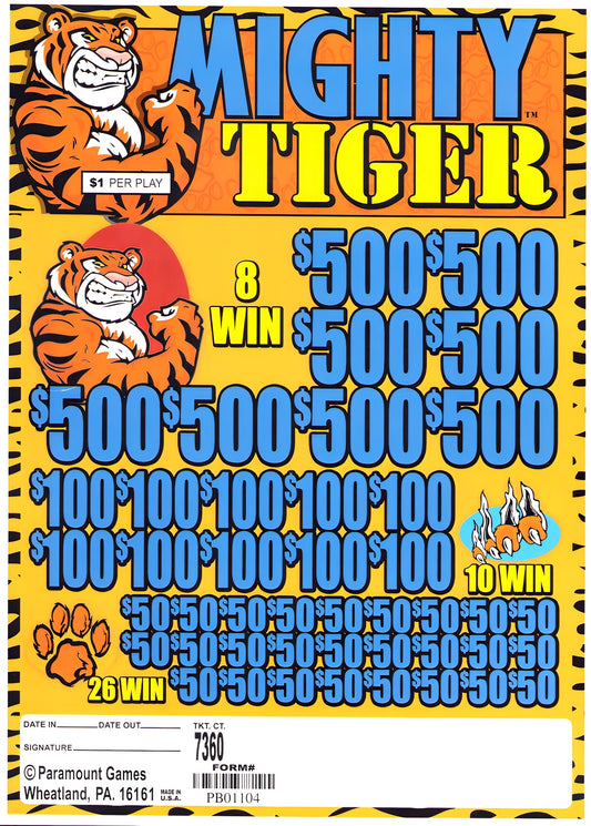 MIGHTY TIGER 7,360 ct Jar Ticket