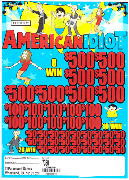 AMERICAN IDIOT 7,360 ct Jar Ticket